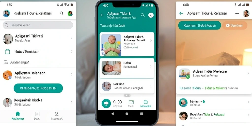 Antarmuka aplikasi 66D dengan fitur Tidur & Relaksasi yang menawan.