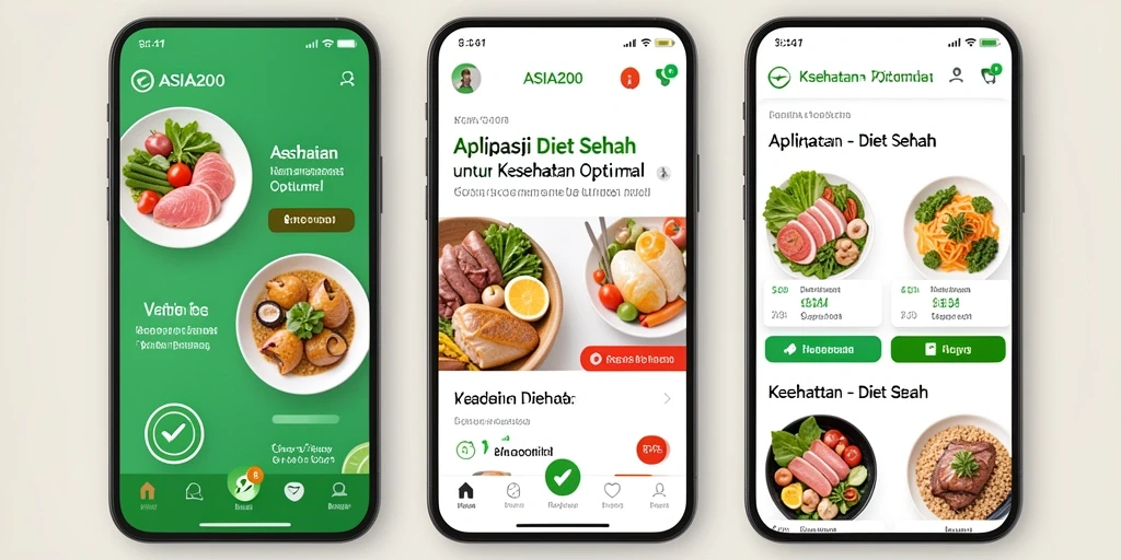 Tampilan antarmuka aplikasi ASIA200 yang intuitif dan bermanfaat untuk Diet Sehat.