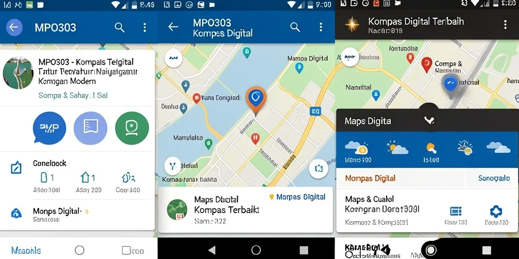 Tampilan utama MPO303 dengan fungsi Kompas Digital yang intuitif.