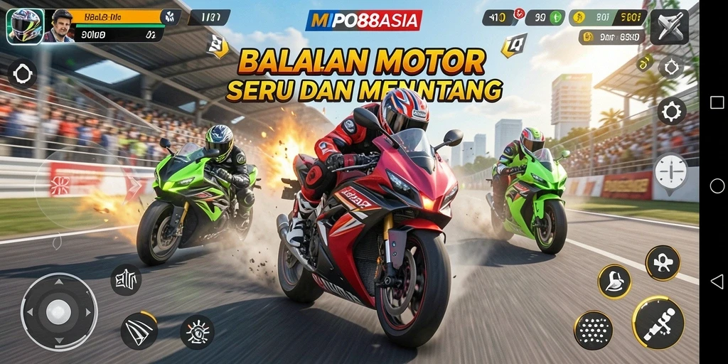 Screenshot MPO88ASIA menampilkan aksi balap motor yang seru dan realistis.