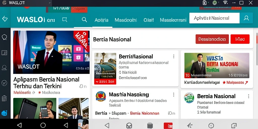Antarmuka aplikasi WASLOT dengan pilihan berita nasional terbaru dan terpopuler.